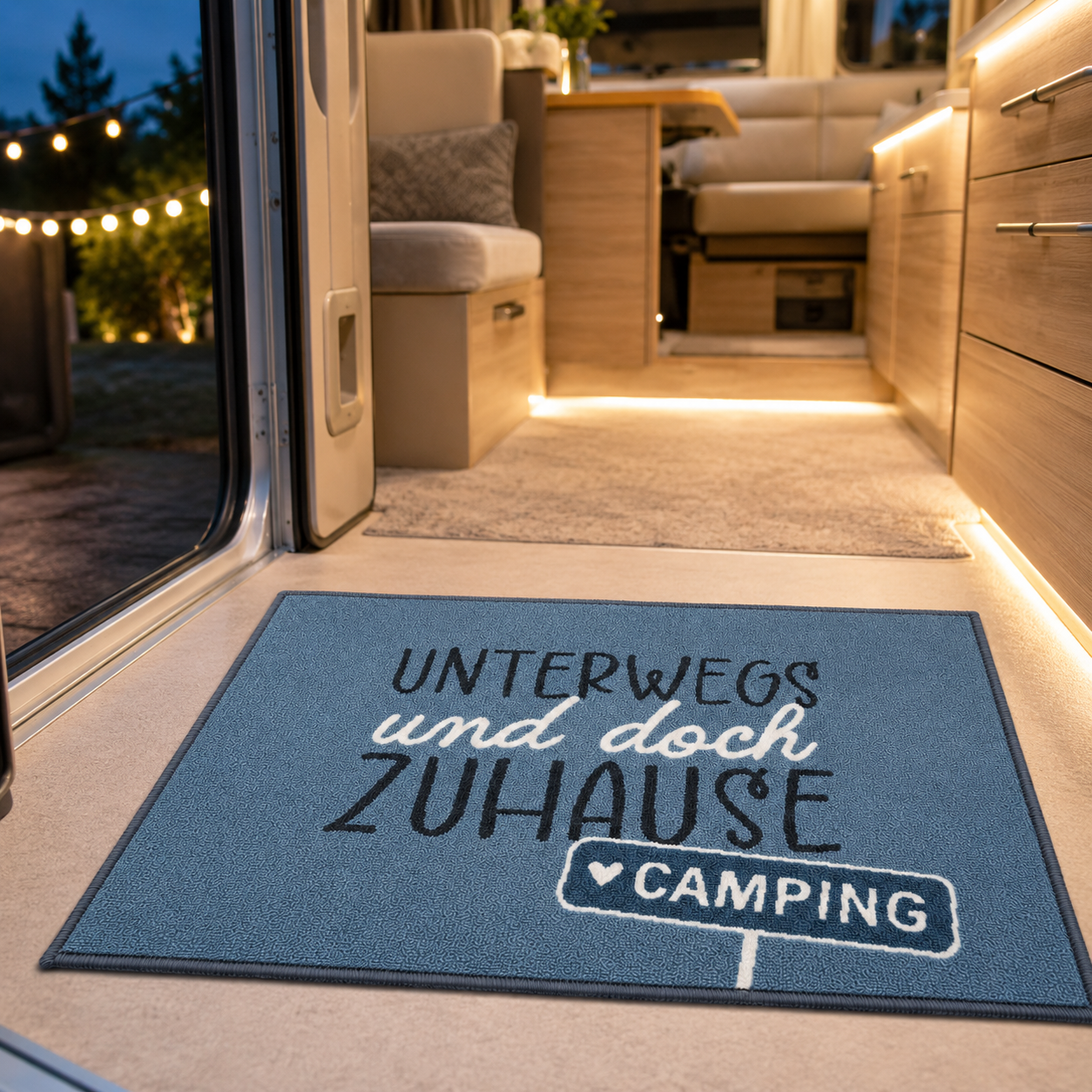 Camping Fußmatte „Unterwegs und doch Zuhause“ 70 × 50 cm