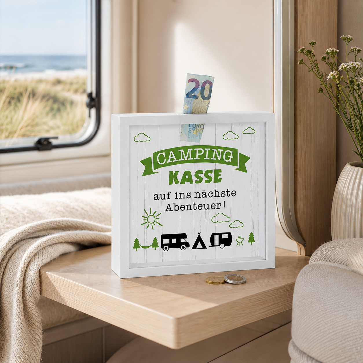 Camping Spardose „Camping Kasse“ aus MDF