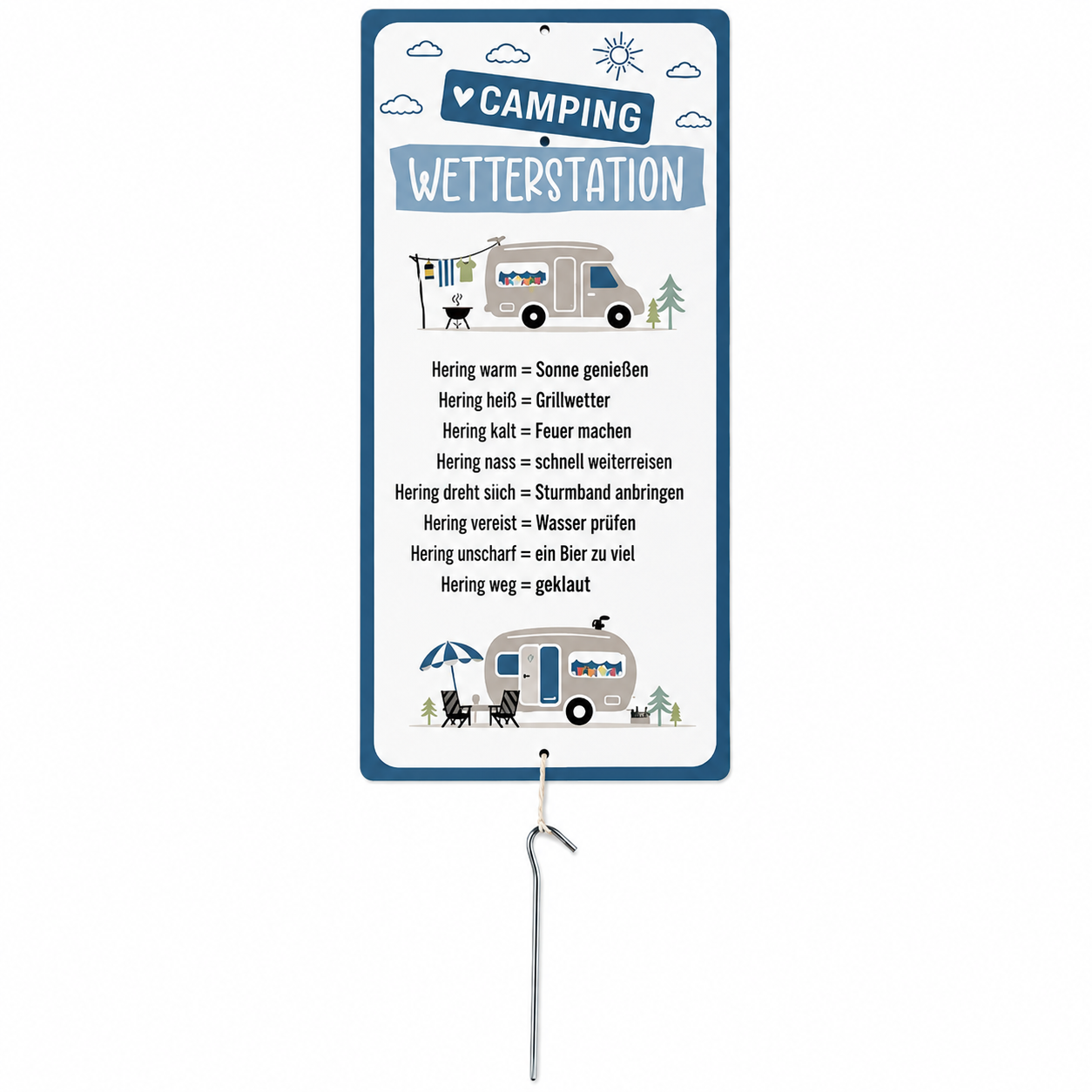 Camping Wetterstation mit Hering 14 × 30 cm