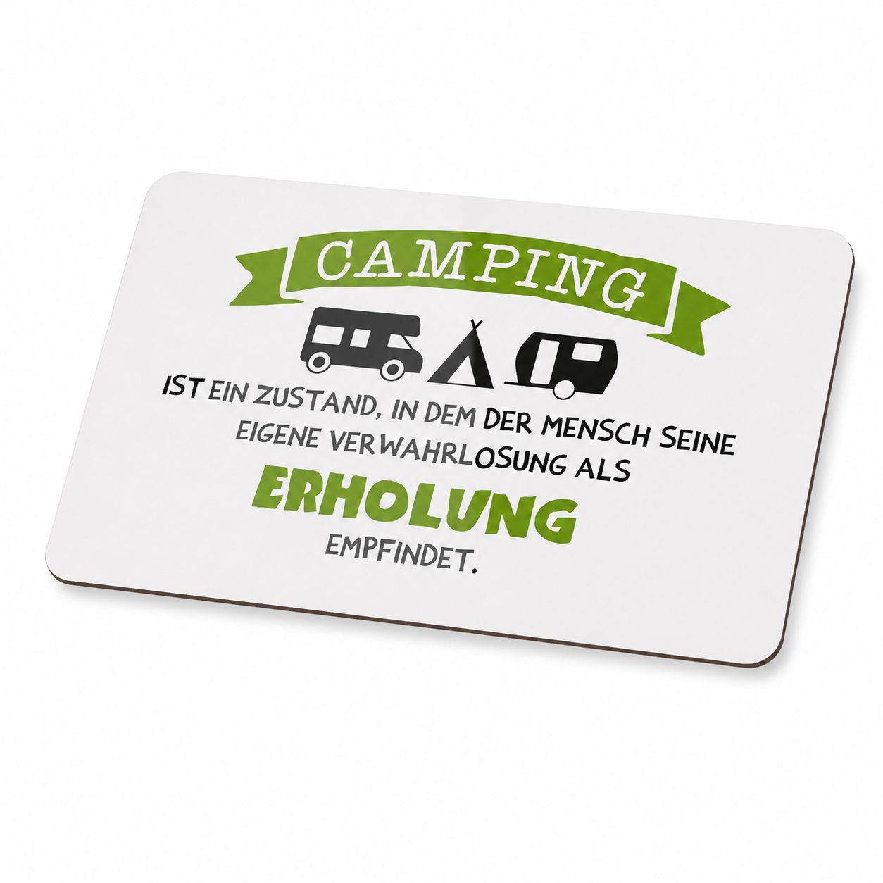 Camping Frühstücksbrettchen mit Spruch 23,5 × 14,5 cm