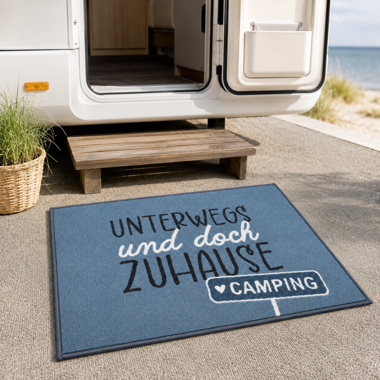 Camping Fußmatte „Unterwegs und doch Zuhause“ 70 × 50 cm