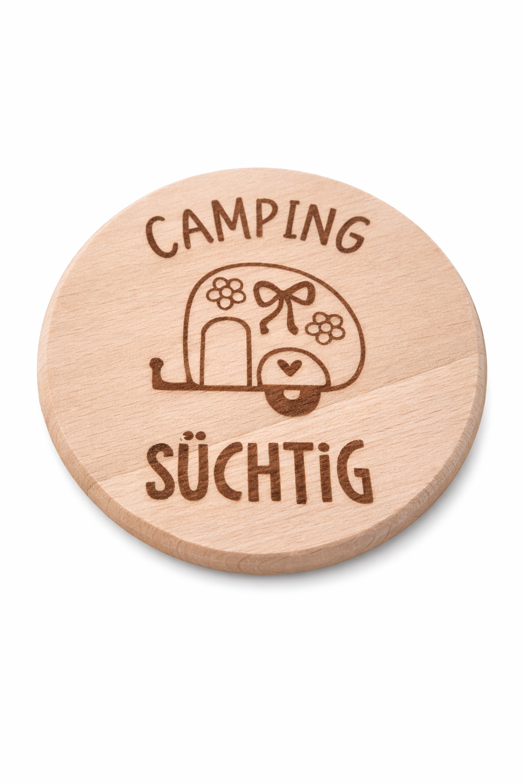 Holz Untersetzer mit Camping Gravuren