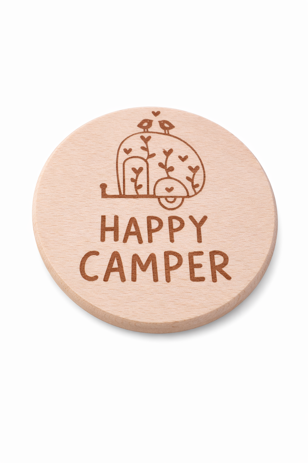 Holz Untersetzer mit Camping Gravuren