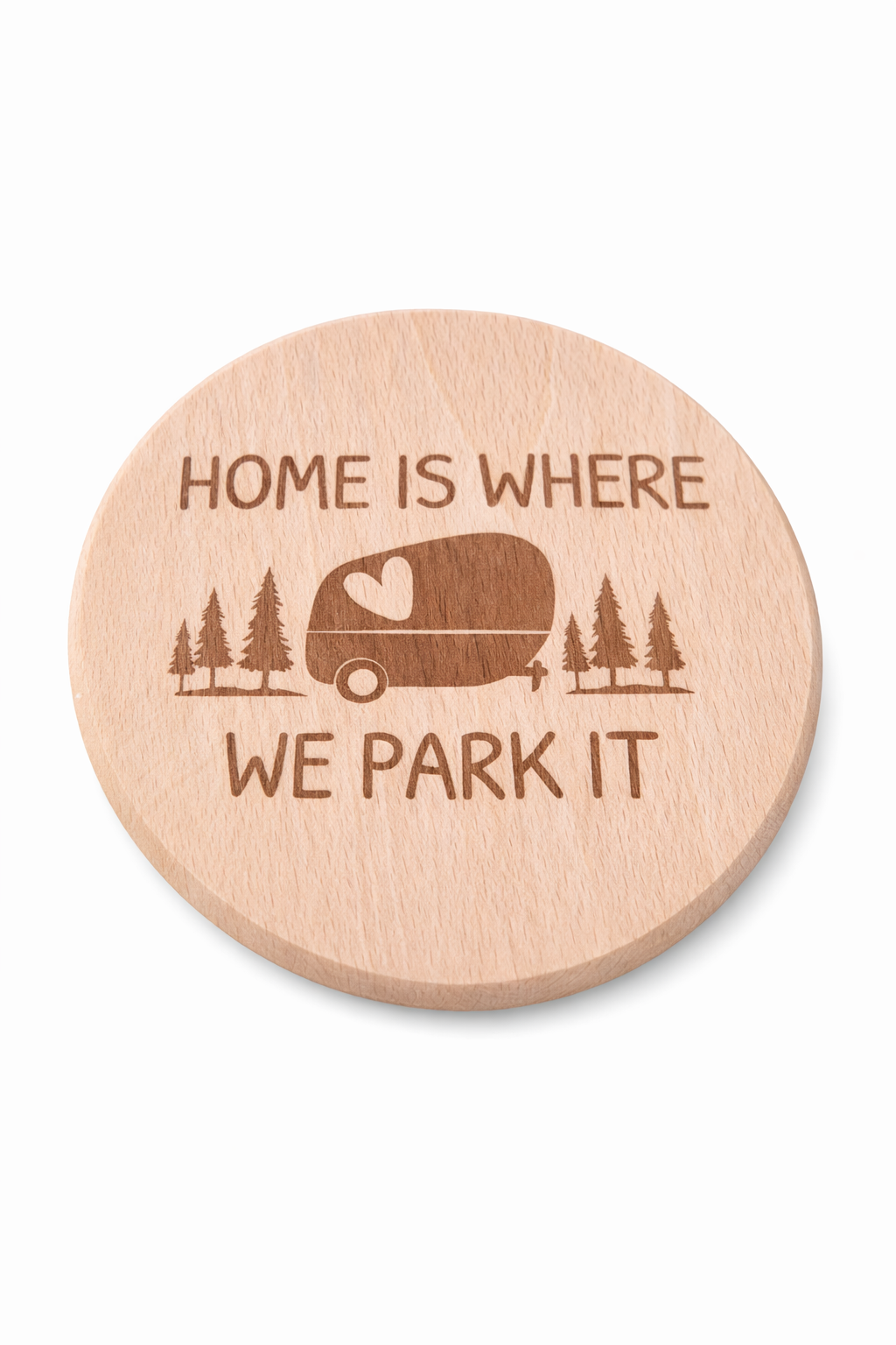 Holz Untersetzer mit Camping Gravuren