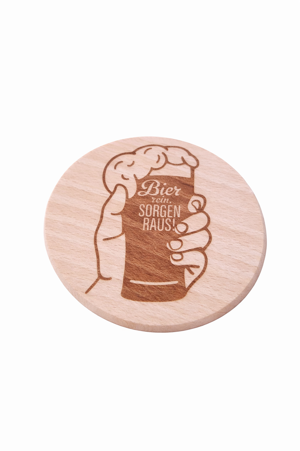 Holz Untersetzer mit Bier Gravuren