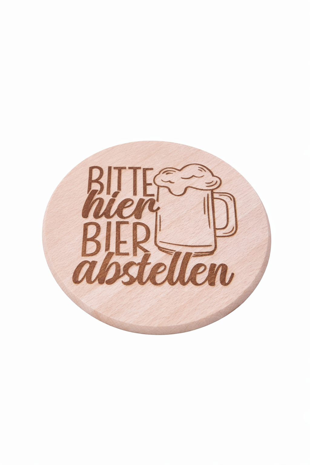 Holz Untersetzer mit Bier Gravuren